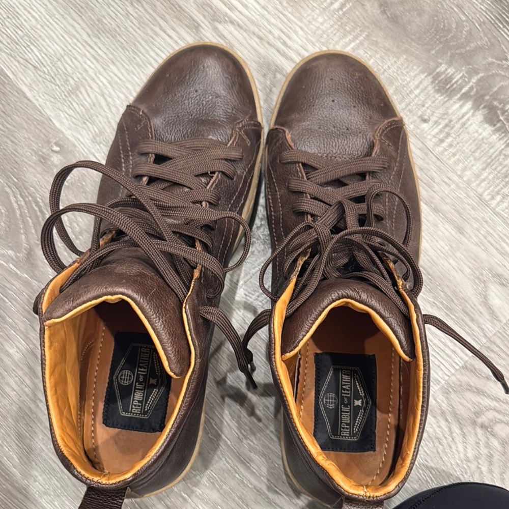 Republic of Leather Brown Leather Sneakers with Matte Finish
